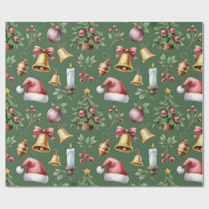 Retro-grüne Weihnachtspapier Geschenkpapier