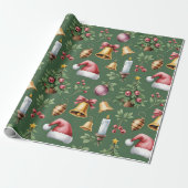 Retro-grüne Weihnachtspapier Geschenkpapier (Ungerollt)