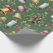 Retro-grüne Weihnachtspapier Geschenkpapier (Ecke)