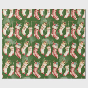 Retro-grüne Weihnachtspapier Geschenkpapier