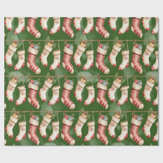 Retro-grüne Weihnachtspapier Geschenkpapier (Flach)