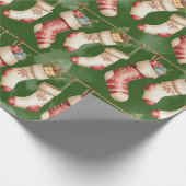 Retro-grüne Weihnachtspapier Geschenkpapier (Ecke)