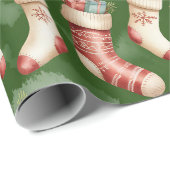 Retro-grüne Weihnachtspapier Geschenkpapier (Rolleneckpunkt)