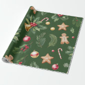 Retro-grüne Weihnachtspapier Geschenkpapier (Ungerollt)