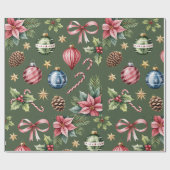 Retro-grüne Weihnachtspapier Geschenkpapier (Flach)