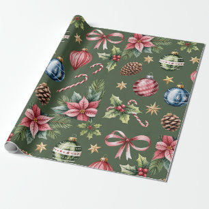Retro-grüne Weihnachtspapier Geschenkpapier