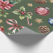 Retro-grüne Weihnachtspapier Geschenkpapier (Ecke)