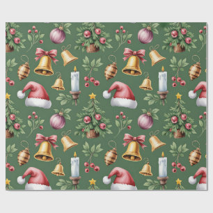 Retro-grüne Weihnachtsverpackungspapier Geschenkpapier