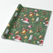 Retro-grüne Weihnachtsverpackungspapier Geschenkpapier (Ungerollt)