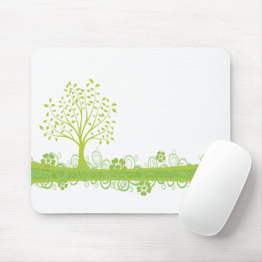 Retro grüner Baum Mousepad (Mit Mouse)