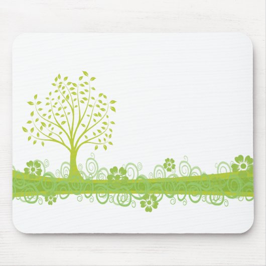 Retro grüner Baum Mousepad (Vorne)