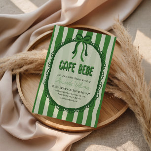 Retro grüner Bogen Franch Café Baby Shower Einladung
