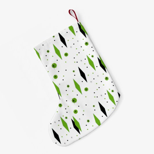 Retro grüner Diamant-u. Kleiner Weihnachtsstrumpf (Rückseite (Hängend))