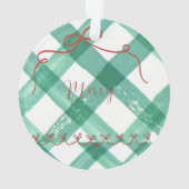 Retro-grüner Gingham Ornament (Rückseite)