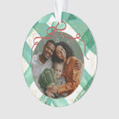 Retro-grüner Gingham Ornament (Vorderseite)