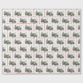 Retro-grüner LKW in Schneeflocken Geschenkpapier (Flach)