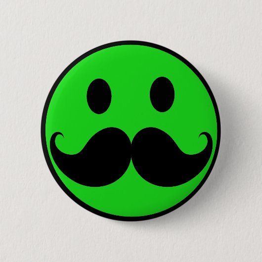 Retro grüner Schnurrbart-Schnurrbart Stache Button (Vorderseite)