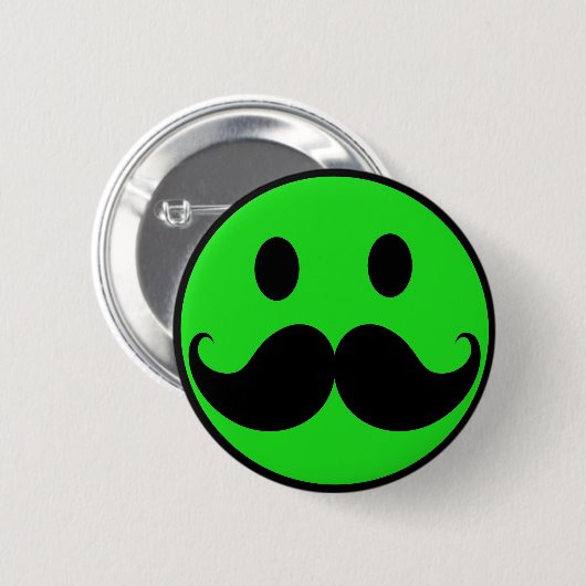 Retro grüner Schnurrbart-Schnurrbart Stache Button (Vorne & Hinten)