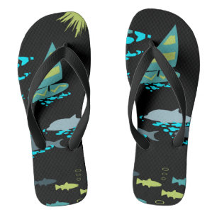 Retro grüner Türkis-Schwarz-Windsurfer u. Delphi Badesandalen
