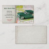 Retro-grünes Auto auf Karte (Vorne/Hinten)