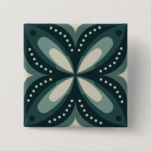 Retro grünes geometrisches Muster Button