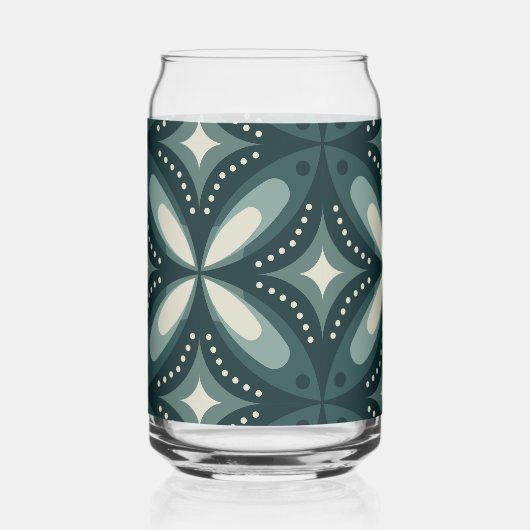 Retro grünes geometrisches Muster Dosenglas (Vorderseite)