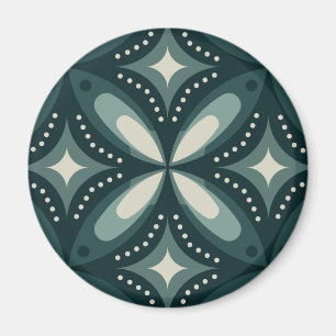 Retro grünes geometrisches Muster Magnet