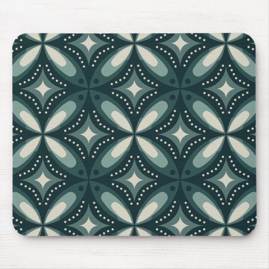 Retro grünes geometrisches Muster Mousepad (Vorne)