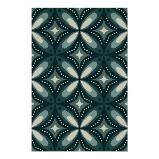 Retro grünes geometrisches Muster Poster (Vorderseite)