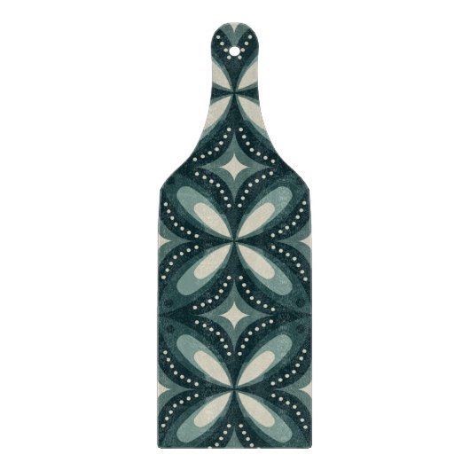 Retro grünes geometrisches Muster Schneidebrett (Vorderseite)