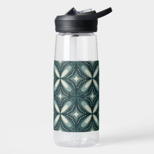 Retro grünes geometrisches Muster Trinkflasche