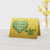 Retro grünes kariertes Herz St Patrick Day Karte (Gelbe Blume)