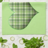 Retro grünes kariertes Herz St Patrick I Liebe Iri Geschirrtuch (Gefaltet)