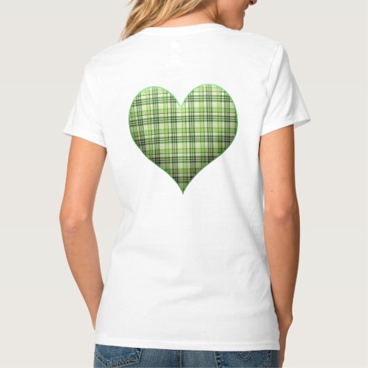 Retro grünes kariertes Herz St Patrick I Liebe Iri T-Shirt (Rückseite)