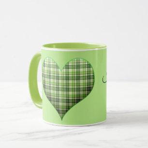 Retro grünes kariertes Herz St Patrick I Liebe Iri Tasse