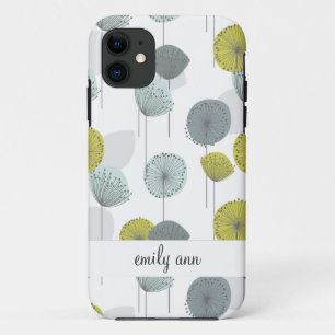 Retro grünes Mohnblumen-Blumen-Muster Case-Mate iPhone Hülle