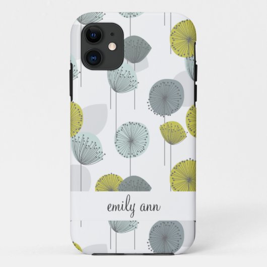 Retro grünes Mohnblumen-Blumen-Muster Case-Mate iPhone Hülle (Rückseite)