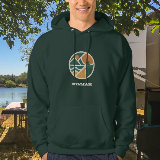 Retro-grünes Mountain Adventure Camping Hoodie