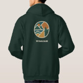 Retro-grünes Mountain Adventure Camping Hoodie (Rückseite)