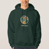 Retro-grünes Mountain Adventure Camping Hoodie (Vorderseite)