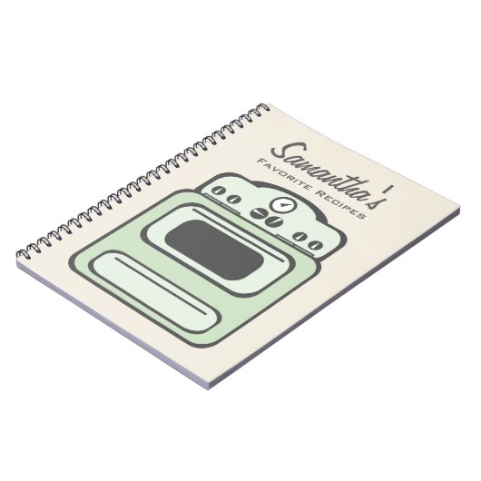 Retro grünes Ofen-Rezept-Notizbuch Notizblock (Linke Seite)