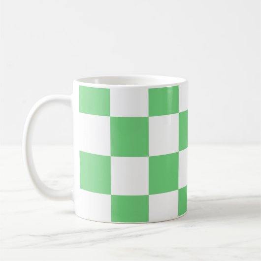 Retro Grünes Schachbrettmuster Fliesen Y2K Kaffeetasse (Links)