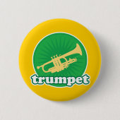 Retro grünes Trompete-Musik-Geschenk Button (Vorderseite)