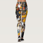 Retro, Grunge Aufkleber Wandmuster, 90er-Thema Leggings (Rückseite)