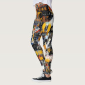Retro, Grunge Aufkleber Wandmuster, 90er-Thema Leggings (Links)