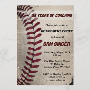 Retro Grunge Baseball Trainer Ruhestand Geburtstag Einladung