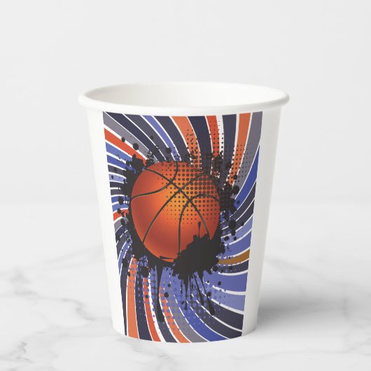 Retro Grunge Basketball Abstract Urban Sports Pappbecher (Vorderseite)