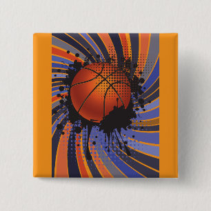 Retro-Grunge-Basketball-Abstrakte Urbane Sportarte Button