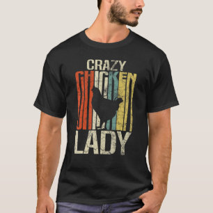 Retro Grunge Bauer verrückte Hühnerdame Huhn T-Shirt