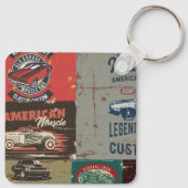 Retro Grunge Classic Car Schlüsselanhänger (Rückseite)